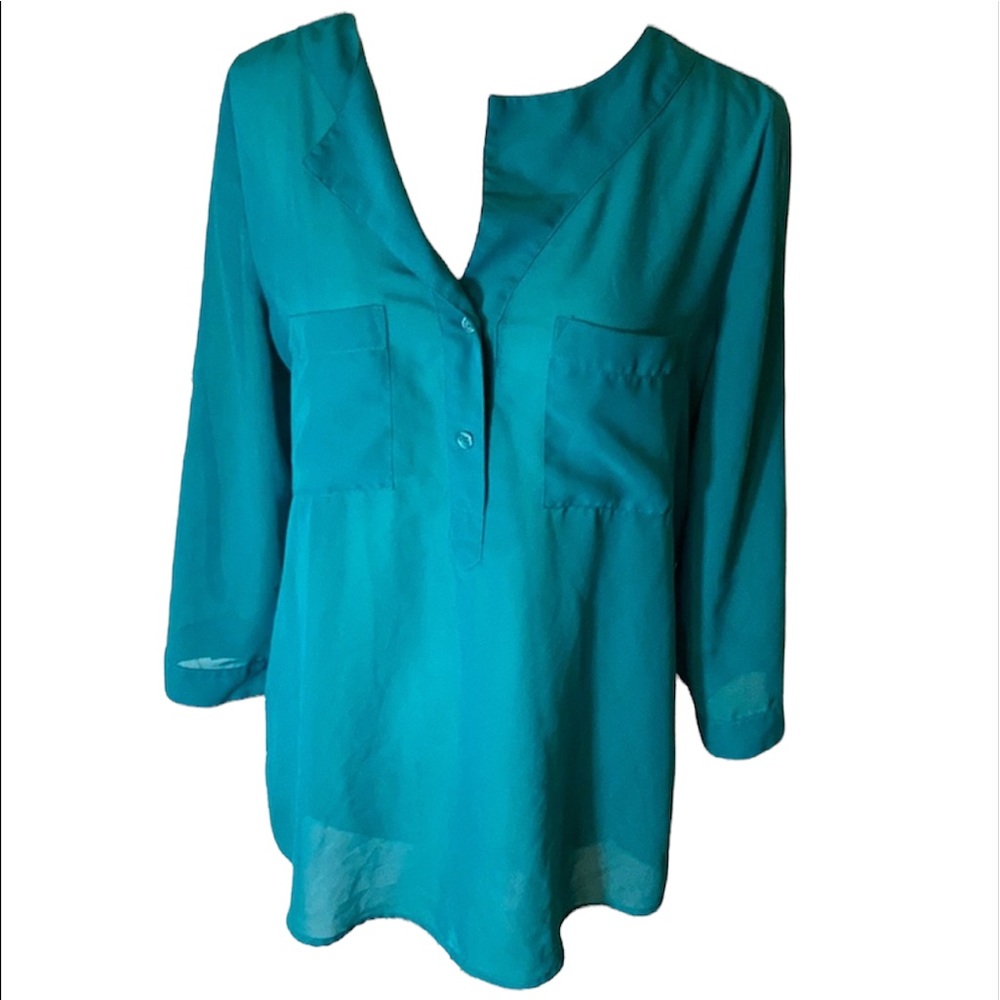Maurices Teal Sheer Top - Picture 1 of 6